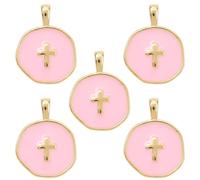 COGCHARGER Colgante Cruz de Joyería Para Brazaletes, Juego de Adornos Cristianos de Esmalte, Adornos Planos Religiosos, Latón Dorado, Klein, Latón Esmalte, Sin piedra preciosa