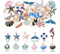 COGCHARGER Colgante de esmalte de aleación de océano estilo aleatorio de mar encantos colgantes para pulseras pendientes collares, Klein, Acero aleado Esmalte, No es una piedra preciosa