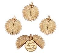 COGCHARGER Colgante de flor con colgante de girasol con texto en inglés "You're My Ray of Sunshine", 4 unidades, para joyería, collar y accesorios