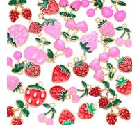 COGCHARGER Colgante de frutas para pulseras lindo esmalte colgante de aleación para collares pendientes joyería DIY, Klein, Acero aleado Esmalte, No es una piedra preciosa