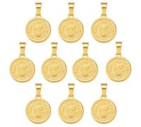 COGCHARGER Colgantes cristianos para pulseras colgantes de oro redondos planos colgantes religiosos para DIY collares pendientes, Klein, Acero inoxidable 304, Sin piedra preciosa