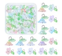 COGCHARGER Colgantes de flores para pulseras Hoja acrílica Flores Perlas para la fabricación de joyas Pendientes Pulseras Collares, Klein, Acrílico, No es una piedra preciosa