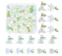 COGCHARGER Colgantes de flores para pulseras Hoja acrílica Flores Perlas para la fabricación de joyas Pendientes Pulseras Collares, Klein, Acrílico, No es una piedra preciosa