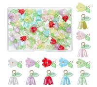 COGCHARGER Colgantes de flores para pulseras Hoja acrílica Flores Perlas para la fabricación de joyas Pendientes Pulseras Collares, Klein, Acrílico, No es una piedra preciosa