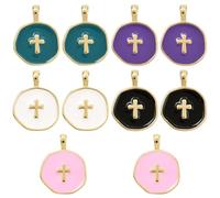 COGCHARGER Cruz Joyería Colgante Para Pulseras Esmalte Cristiano Encantos Conjunto Religiosos Planos Colgantes Dorados Latón Dorado, Klein, Latón Esmalte, Sin piedra preciosa