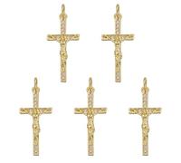 COGCHARGER Dijes de cruz de Jesús para hacer joyas, colgantes de latón chapado en oro con circonita cúbica para aretes, pulseras, collares, about 10*7*1.1 cm, Latón Zirconia cúbica, No es una piedra