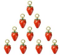 COGCHARGER Dijes de fresa esmaltados rojos a granel para aretes, collares, pulseras, fabricación de joyas, esmaltado, No es una piedra preciosa