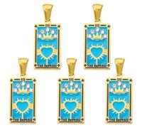 COGCHARGER Dijes de tarot para hacer joyas, dijes rectangulares esmaltados con corona, colgante vintage con cristal para pulseras, Pequeño, Acero inoxidable, Sin piedra preciosa
