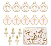 COGCHARGER Esmalte Cruz Colgante Aleación Pequeños Colgantes Cristianos Colgantes para Pulseras Pendientes Collares, Klein, Acero aleado Esmalte, Sin piedra preciosa