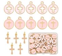 COGCHARGER Esmalte Cruz Colgante Aleación Pequeños Colgantes Cristianos Colgantes para Pulseras Pendientes Collares, Klein, Acero aleado Esmalte, Sin piedra preciosa