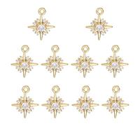 COGCHARGER Juego de 10 colgantes de estrella del norte para pulseras, diseño de estrella del norte, latón y circonitas, para collares, Ca. 10*7*1.1cm, Latón Zirconia cúbica, No es una piedra preciosa