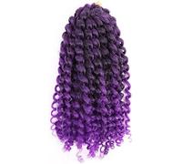 Coger el cabello Extensiones de cabello Ombre de 8 pulgadas, rizo sintético, pelo de ganchillo de rebote jamaicano, trenzas de ganchillo rizadas afro(T1B/PURPLE-8INCHES,3Pcs/Lot)