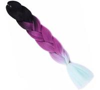 Coger el cabello Pelo trenzado largo sintético de 24 pulgadas, trenzas coloridas, 3.53 oz, pelo arcoíris, gris, negro, tendencia (tamaño: 1 pieza, color: 3 9_24 pulgadas 100 G)(3 7-24INCHES 100G)