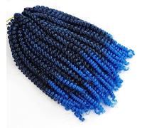 Coger el cabello Trenzas Spring Twist Trenzas de ganchillo sintéticas Cabello 30 hebras/paquete 110 gramos Extensiones de cabello de colores trenzados Ombre(T blue-8inches)