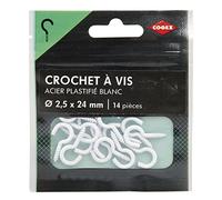 COGEX 85265 - Gancho plastificado, blanco, 2,5 x 24 mm, juego de 14 piezas