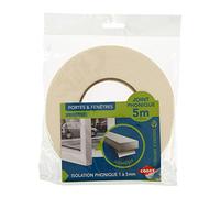 Cogex 85720 Junta Aislante de Espuma autoadhesiva para Puertas y Ventanas, 10 mm x 5 m (Grosor: 3 mm), Blanco