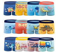 Cogindss Xmrlvn Ropa Interior para niños Calzoncillos bóxer Algodón Patrón de Dinosaurio Calzoncillos bóxer Ropa Interior 12 Paquete, 5-7 años, Amarillo, Tamaño: L