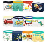 Cogindss Xmrlvn Ropa Interior para niños Calzoncillos bóxer Algodón Patrón de Dinosaurio Ropa Interior para niños Paquete de 12, 5-7 años, Azul, Tamaño: L