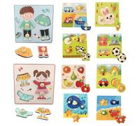 Cognitive Matching Board Puzzle Game For Kids Ages 2-5, Portable Wooden Travel Learning Toy, Kindergarten Fine Motor Skill Development Educational Activity