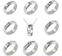 COGOALL - Juego de 8 anillos Kpop Bangtan Boys con collar para regalo del ejército, acero inoxidable, Cristal
