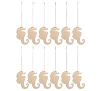 COHEALI 12 Piezas Adorno de Caballito de Mar de Madera sin Terminar para Manualidades, Listo para Decorar, Portátil, Adecuado para Decoración Náutica y Artesanal Hogar