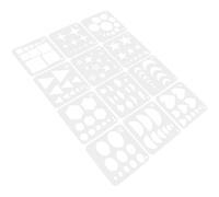 COHEALI 12 Piezas Plantillas para Dibujar Formas Geométricas Creativas en Plástico Blanco Precisión y Facilidad para Estudiantes y Manualidades en Pintura Mural y Diseño Textil
