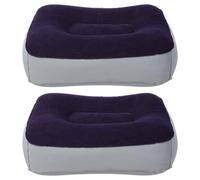 COHEALI 2 Piezas Almohada Inflable para Pies de Viaje, Reposapiés de PVC Flocado Gris y Azul, Tamaño 37x28 Cm, Cojín Cómodo y Portátil para Avión, Camping y Oficina