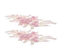 COHEALI 2 Piezas Apliques Bordados de Flores Rosas Encaje y Lentejuelas para Coser en Vestidos de Boda y Fiestas, Accesorios Elegantes de Poliéster para Decoración y Manualidades