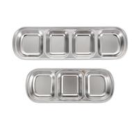 COHEALI 2 Piezas Bandeja de Alimentación para Mascotas con Compartimentos, | 3 o 4 Divisiones, Capacidad Suficiente, Limpieza Sencilla, Uso Seguro, Color Plata