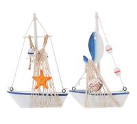 COHEALI 2 Piezas Modelo Artesanal de Barco de Vela Náutico de Madera Clara, Diseño Mediterráneo Pequeño y Delicado para Decoración Elegante de Mesa Hogar