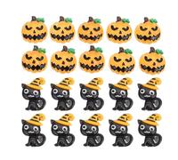COHEALI 20 Piezas Adorno de Calabaza de Halloween de Plástico Parte Trasera Plana para Manualidades Diy, Práctico y Elegante Adorno Económico de Halloween