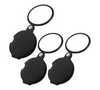 COHEALI 3 Piezas Lupa Portátil Plegable de 5 Aumentos con Funda de Cuero Sintético Negra, Compacta y Práctica para Lectura y Exploración Infantil