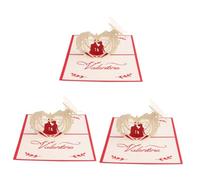 COHEALI 3 Piezas Tarjetas de Felicitación 3D para San Valentín Hechas a Mano, Tamaño 150X100 MM, Papel Artesanal Bolsa Transparente, Obsequio Especial para Parejas y Aniversario