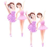 COHEALI 4 Piezas Decoración de Pastel de Niña Figura de Bailarina de Ballet en Pvc Blanco para Fiesta de Cumpleaños Infantil y Fiesta de Baile
