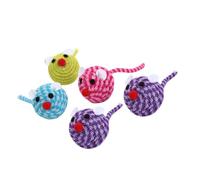 COHEALI 5 Piezas Juguete para Gatos y Ratones Cabeza de Ratón Colorida, Cuerda Elástica, Interactivo, Plástico y Cuerda, para Gatos y Mascotas Color Aleatorio