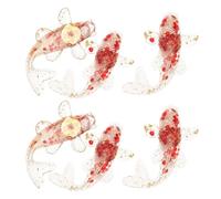 COHEALI 6 Figuras de Peces Koi de Cristal Natural Blanco y Rojo Pan de Oro, Decoración Feng Shui de Resina para Escritorio y Acuario, Set de 6 Mini Adornos Decorativos de Cristal
