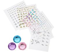 COHEALI 6 Hojas Pegatinas de Gemas de Imitación Cara y Mejillas, Joyas Faciales de Acrílico y Resina, Fáciles de Usar sin Pegamento para Noches Locas y Mascaradas Varios Estilos