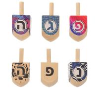 COHEALI 6 Peonzas de Madera para Juegos de Hanukkah Diseño sin Terminar, Ideales para Manualidades Creativas en Fiestas y Decoraciones Tradicionales Judías