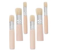 COHEALI 6 Piezas Pinceles de Cerdas Naturales para Esténcil Mango de Madera y Tubo de Aluminio, Precisión y Control Mejorado para Pintura Acrílica y Óleo en Estudio