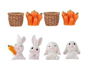 COHEALI 8 Piezas Figura de Conejo en Miniatura, Miniaturas de Pascua de Resina, para Decoración de Tartas y Micro Paisajes, Adorno de Pascua para Cocina y Fiesta