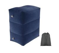 COHEALI Almohada Inflable para Reposapiés de Viaje Ajustable Plegable Azul Oscuro, Cojín Flocado Cómodo para Oficina y Avión, Taburete Portátil Multiusos para Apoyo de Pies