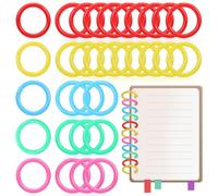 COHEALI Anillos de Encuadernación Plásticos 120 Piezas 20 Mm Diámetro Interno Colores Surtidos Rojo Amarillo Azul Verde Rosa para Carpetas Hojas Sueltas Oficina Manualidades