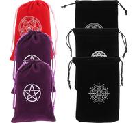 COHEALI Bolsa de Almacenamiento de Tarot de Pelusa Cordón, Set de 6 Bolsas Pequeñas para Joyas y Cartas, Tela Suave y Compacta, Adecuado para Viajes y Protección de Objetos Pequeños