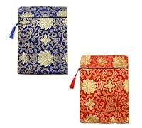 COHEALI Bolsa de Brocado Estilo Chino para Almacenar y Escrituras Budistas, Doble Capa, Color Rojo, Adecuado para Viajar y Actividades al Aire Libre, Paquete de 2 Piezas