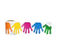 COHEALI Borde Autoadhesivo Estampado de Huellas de Manos Coloridas para Tablón de Anuncios, Papel Recubierto, Fácil Aplicación, Adecuado para Decoración Creativa en Aulas