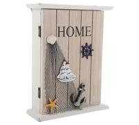 COHEALI Caja de Llaves de Madera para Almacenamiento Fuerte y Montaje en Pared Estilo Mediterráneo con 6 Ganchos Capacidad Grande Adecuado para Entrada del Hogar y Oficina