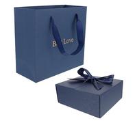 COHEALI Caja de Obsequio Doble Apertura Lazo de Cinta Azul Caja de Embalaje de Cartón para Cosméticos 20X18X8 CM Estuche de Almacenamiento Adecuado para Fiestas y Regalos Creativos