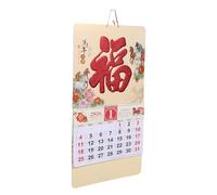 COHEALI Calendario Lunar Mensual 2026 Colgante de Pared Año del Caballo Calendario Anual Chino Tradicional Símbolo Fu en Papel Perlado Dorado Decoración Feng Shui para Hogar y Oficina