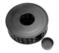 COHEALI Calentador de Tetera de Acero Inoxidable con Base Perforada y Portavelas de Cera, Soporte para Estufa de Té Multifuncional, Calentador de Té Doméstico en Color Negro y Plata