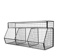 COHEALI Cesta de Pared de Acero Inoxidable Negra de 3 Compartimentos para Almacenamiento de Cebolla Jengibre y Ajo Soporte Multifuncional sin Clavos para Cocina y Despensa